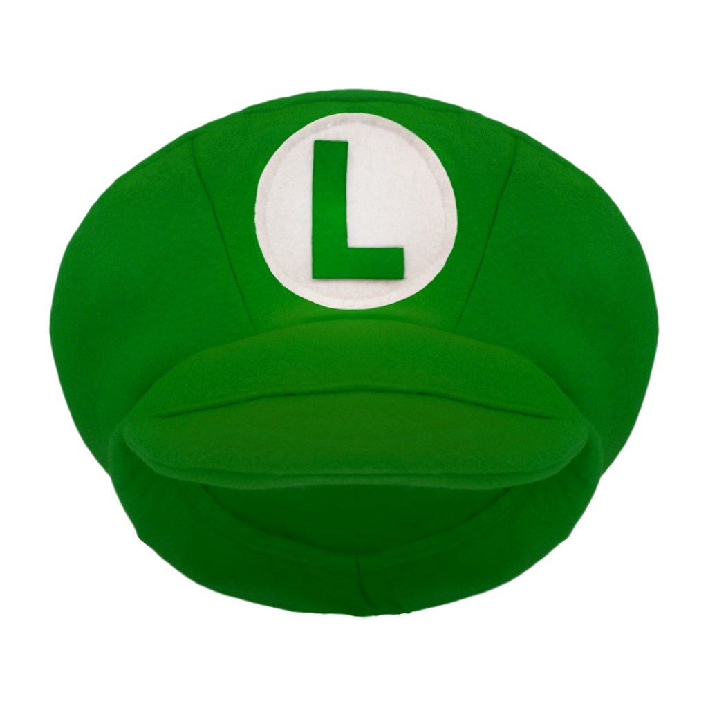 Boina / chapéu / boné Luigi em feltro Turma Super Mario Bros