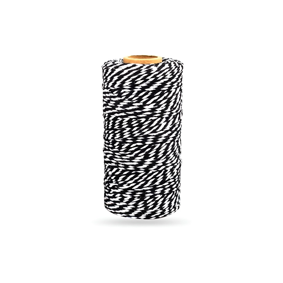 Fio Barbante Preto e Branco - 100m - crochê - treicô - ArtLille - Rizzo