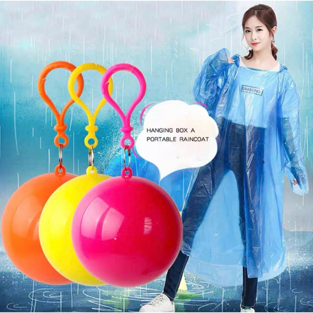 Poncho de Viagem com Chaveiro de Bola - Capa de Chuva Descartável para Adultos em Oferta na Shopee