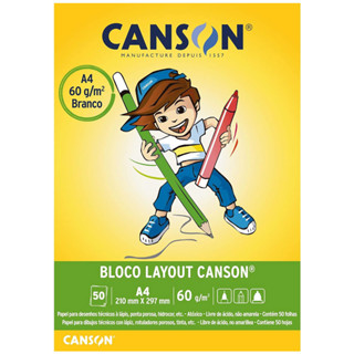Bloco layout liso A4 60g com 50 folhas Canson