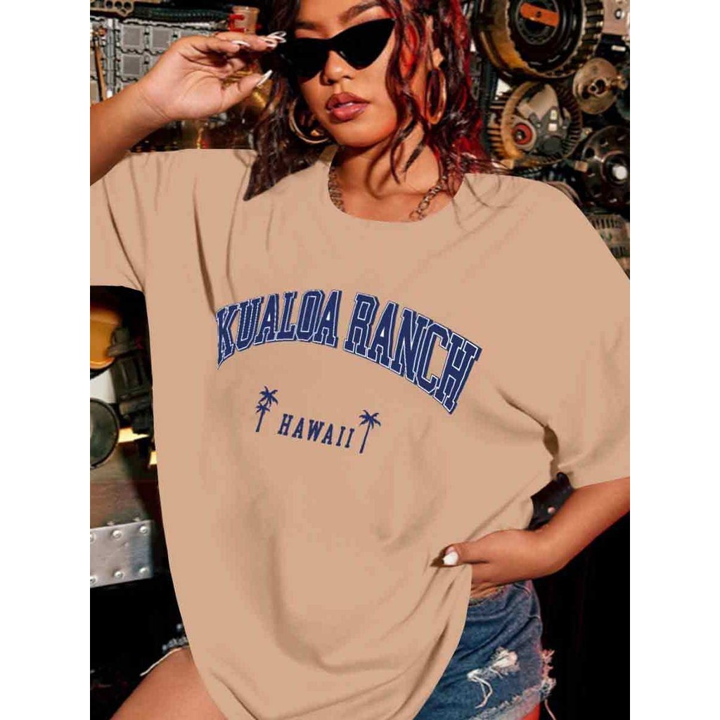 Camiseta Oversized Decorada Hawaii Aesthetic Old School Descontraída Moderna Streetwear Camiseta
