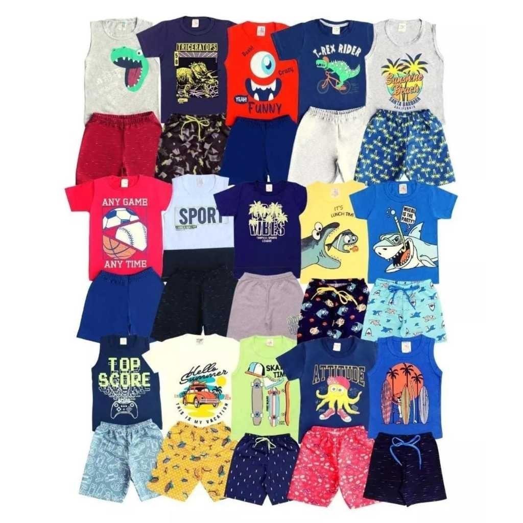 Kit Sortido 10 Peças de Roupas Infantil 5 Conjuntos Menino 1 ao 14 — imagem 2 de 2
