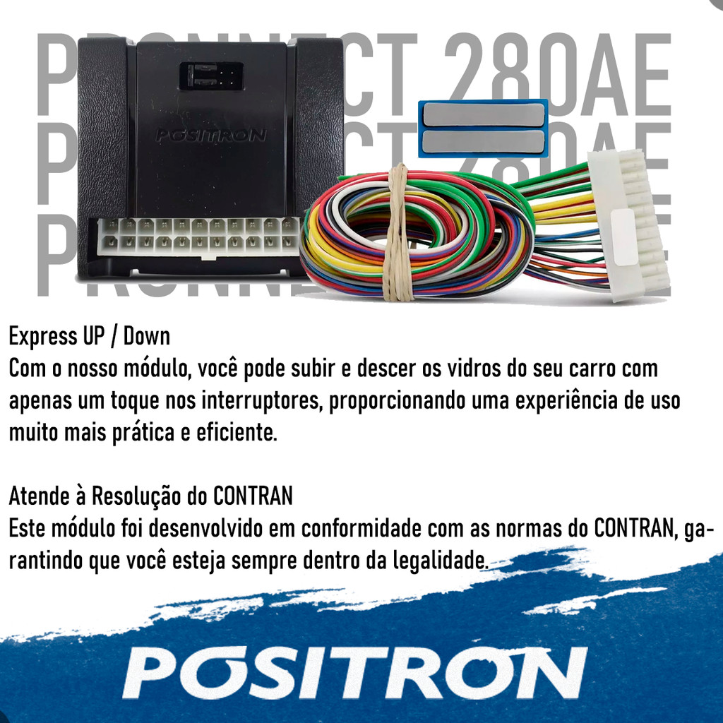 Detalhes do Módulo Automatizador Subida e Descida Dos 2 Vidros Elétricos Positron Pronnect 280 Anti Esmagamento