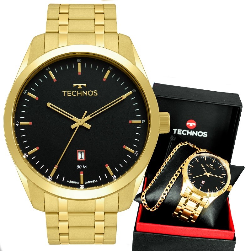 Relógio Technos Masculino Analógico Dourado 2115MSBS/4P Garantia de Um Ano