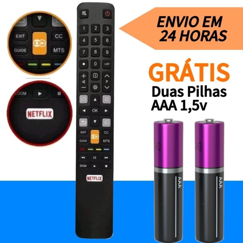 Controle Remoto TV LED Semp Toshiba CT-8518 / 32L2800 / U7800 / Com Pilhas - FBG9003