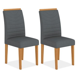 Kit 02 Cadeiras Estofadas Lima Cinamomo/cinza - Móveis Arapongas em Oferta na Shopee