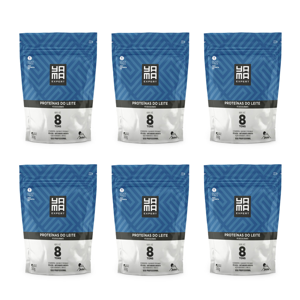 Kit Com 6 Pó Descolorante Proteínas do Leite Yamá 300g