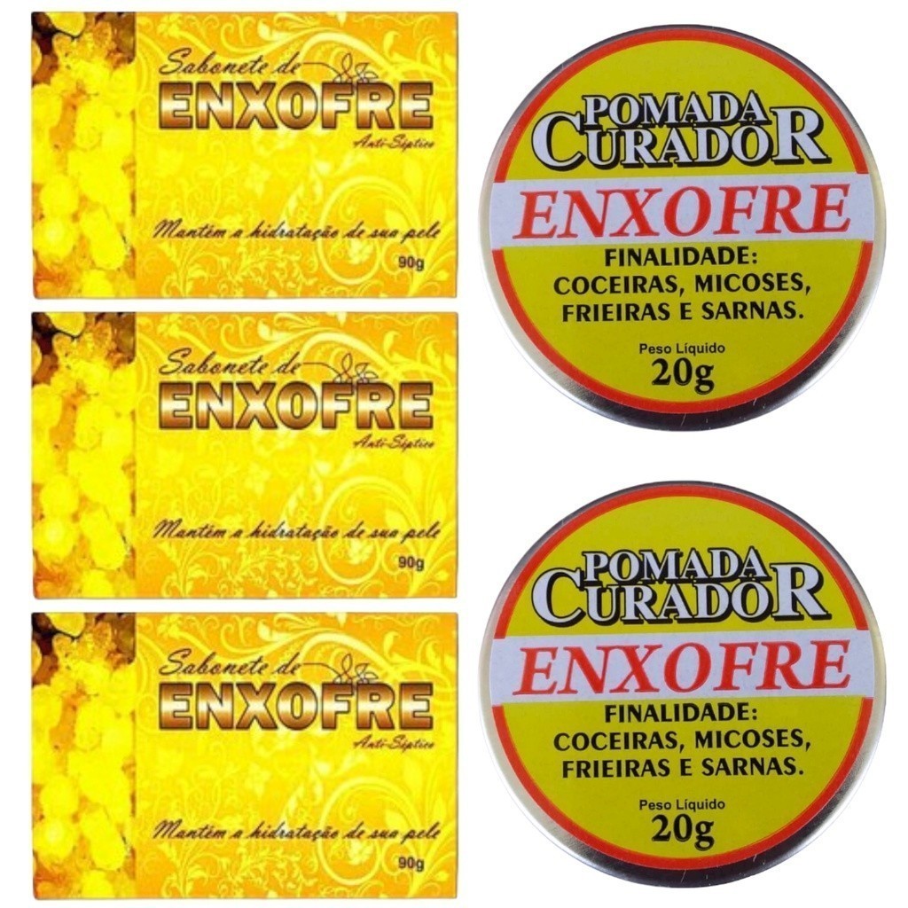 2 Pomada E 3 Sabonete Enxofre bionature Escabiose - Sarna - Micoses em Oferta na Shopee