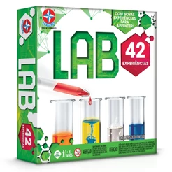 JOGO LAB 42 KIT DE EXPERIÊNCIAS ESTRELA ATIVIDADES FRASCOS SUBSTÂNCIAS QUÍMICA CIENTISTA LABORATÓRIO