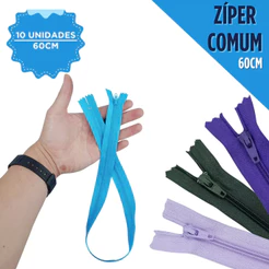 Ziper Comum Nylon Fino - 60cm - Nº3 - Pct C/10 Unidades