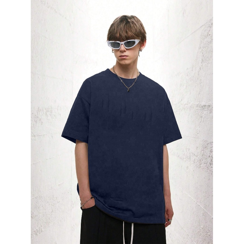 Camiseta  Oversized Azul Marinho Esportiva Larga Confortável Blusa Lisa Unissex T Shirt Despojada