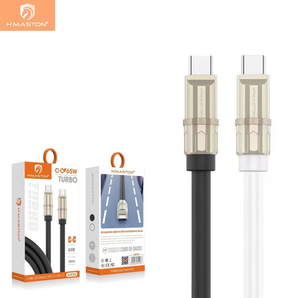 H'maston SJX26 Cabo Carregador Usb Tipo C Rápido Turbo  Cabo Turbo Tipo-c P/ Tipo-c 65w