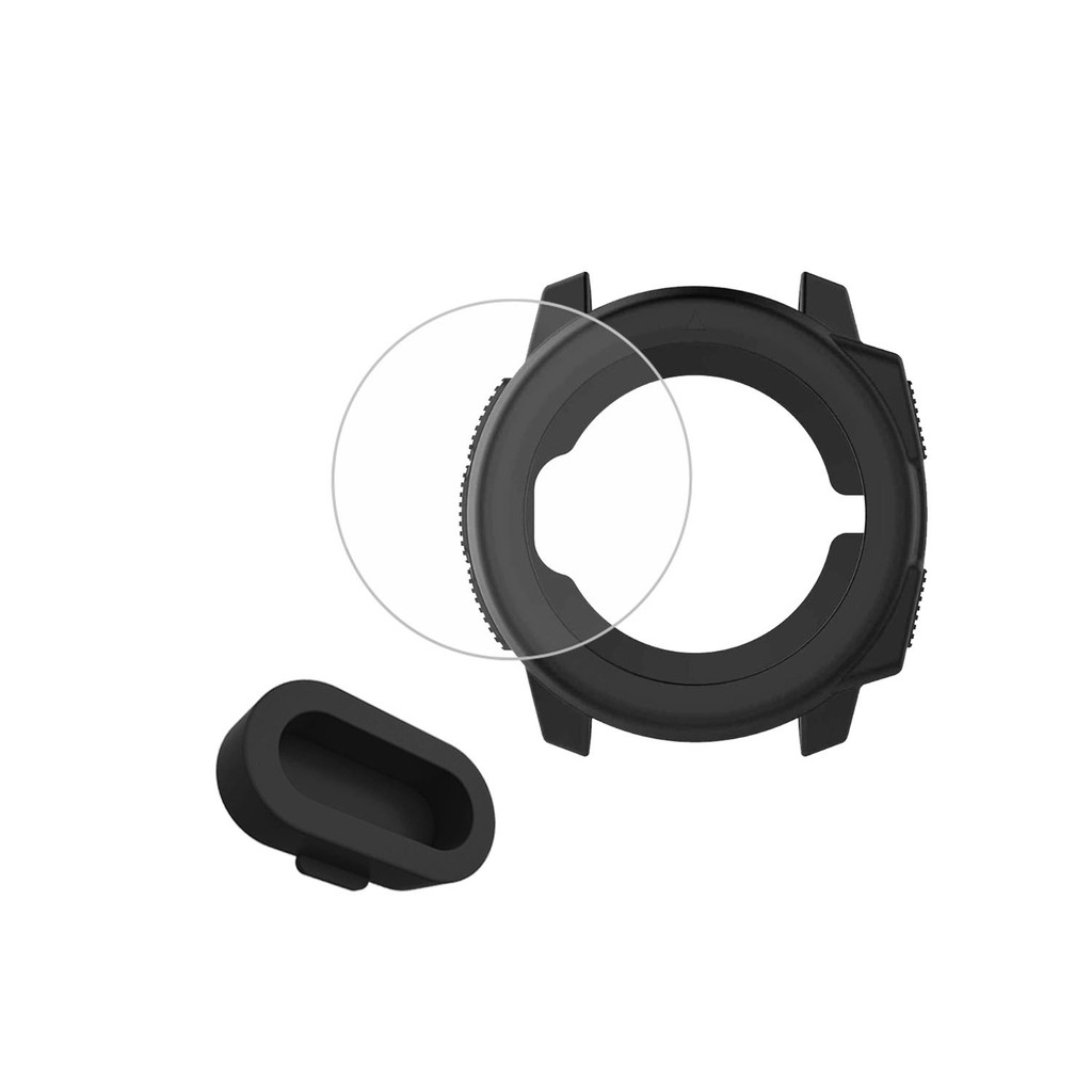 Kit 1 Capa Compativel com Garmin Instinct 1 + 1 Pelicula Vidro + 1 Tampa Plugue Usb