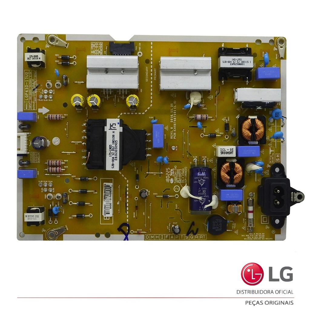 PLACA FONTE LG 43UJ6525 43UJ6565 EAY64529301 EBR84075001