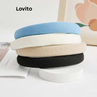 Lovito Casual Simples Presilha de Cabelo Básica para Mulheres (Cáqui/Off White/Azul/Preta)