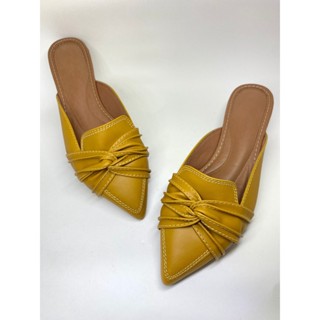 Mule Feminino Bico Fino Confort - Mostarda