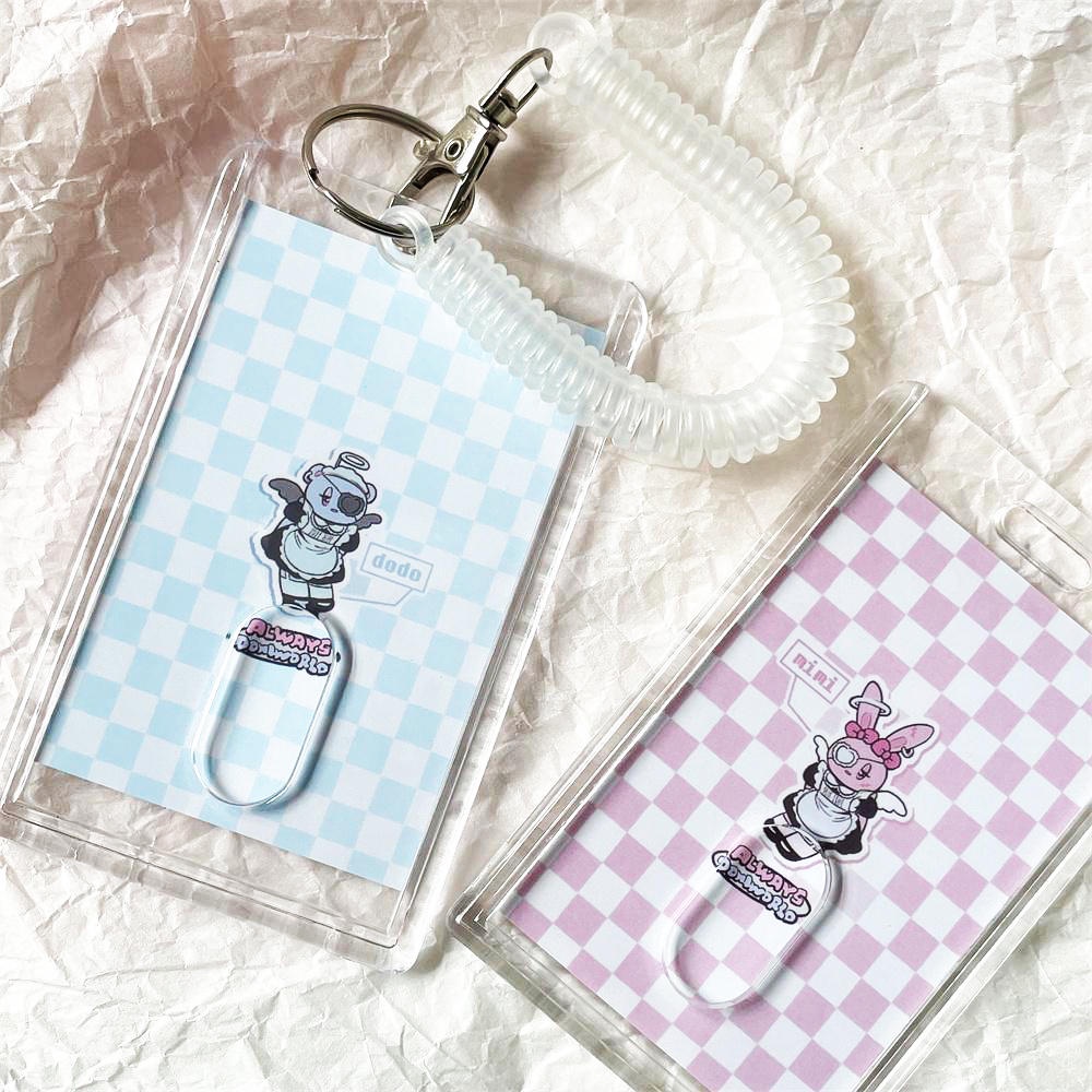 Porta-Chaves Acrílico Kpop Photocard Com Bobina Espiral De Pulso Transparente Fotográfico Protetor De Cartão De Identificação Escolar Acesso Ao Escritório Para Meninas Femininas