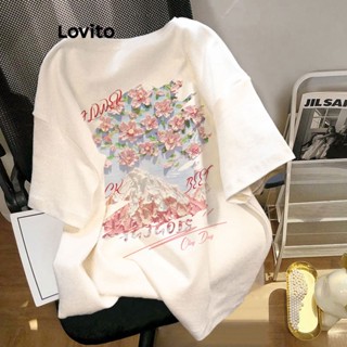 Lovito Fofo Camiseta Feminina com Estampa de Desenho LNA25064 (Branco/Rosa)