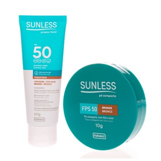 Kit Pó Compacto + Protetor Solar Facial Bronze FPS50 Sunless 60g