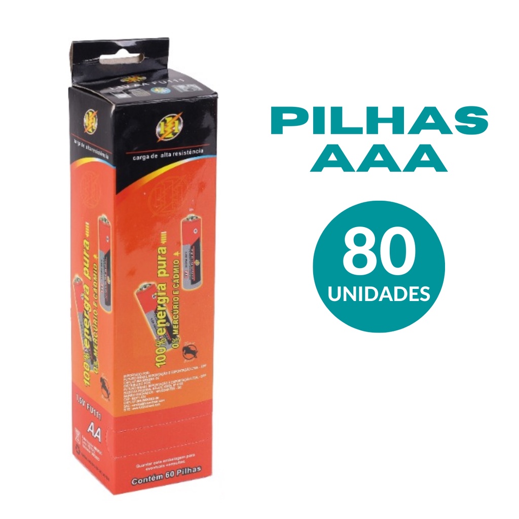 PILHA AAA Palito 80 UNIDADES
