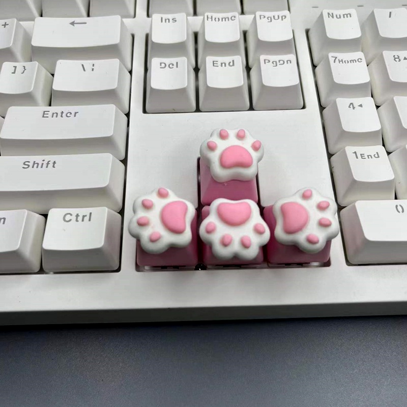 4pcs/set Cute Pink Cat Paw Cartoon 3D OEM R4 Resina De Jogo De Eixo Transversal Teclado Mecânico De .