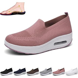 Tênis De Plataforma Ortopédico Feminino Elástico De Malha Moda Casual Sapatos De Caminhada Confortáveis