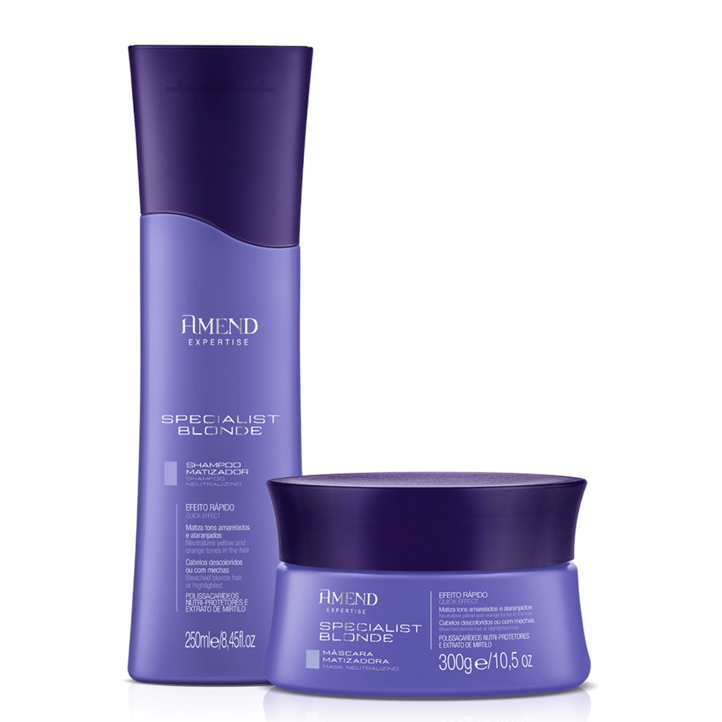 Kit Specialist Blonde Amend Expertise Shampoo e Mascara Efeito Matizador Neutraliza Tons Amarelados