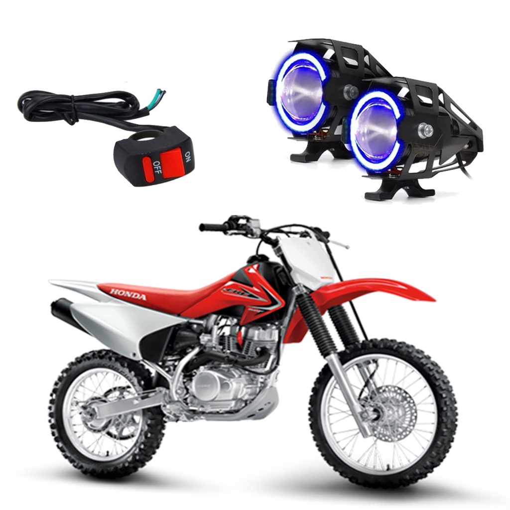 Kit Led Farol Milha Moto Honda CRF 150F 2012 2013 Angel Eye Azul U7