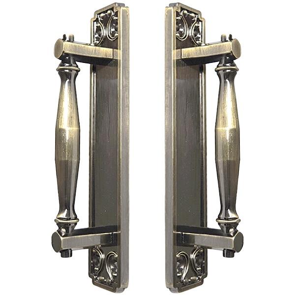 Puxador Duplo Strauss 250mm Bronze Antigo Porta Pivotante Correr Passagem Madeira Vidro Colonial Clássico Rústico - Máxima Metais