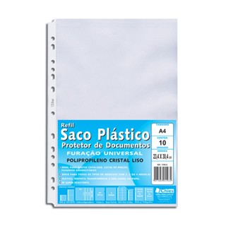 Envelope saco plástico A4 1592 cristal liso 10 unid Hemon