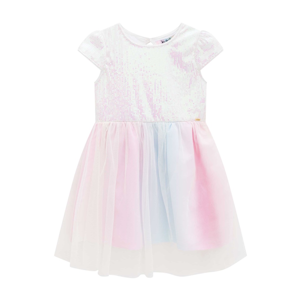 Vestido Infantil Festa em Paetê e Tule Colorido - Kukiê