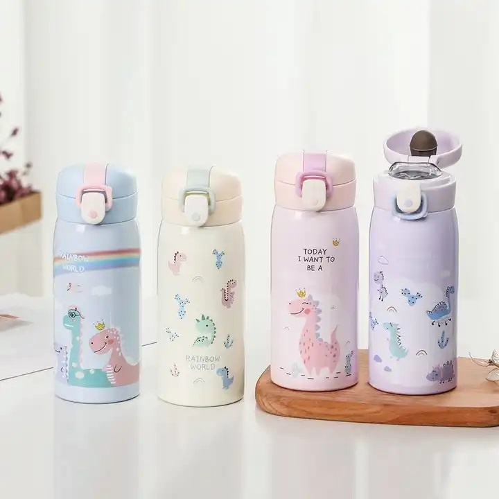 Garrafa Copo Térmico Infantil Dinossauro Rainbow 350ml-500ml em Oferta na Shopee