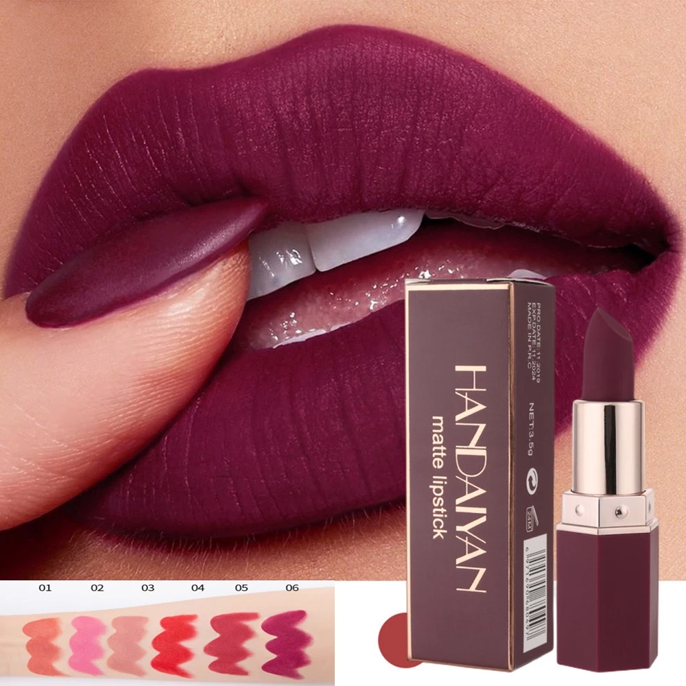 6 Cores Maquiagem Batom Mate À Prova D'água De Longa Duração Sexy Vermelho Rosa Veludo Nude Lipsticks Mulheres Cosméticos Halloween — imagem 1