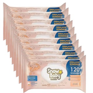 Kit 10 Pacotes Lenço Umedecido Infantil Snow Baby Premium Com 120 Unidades
