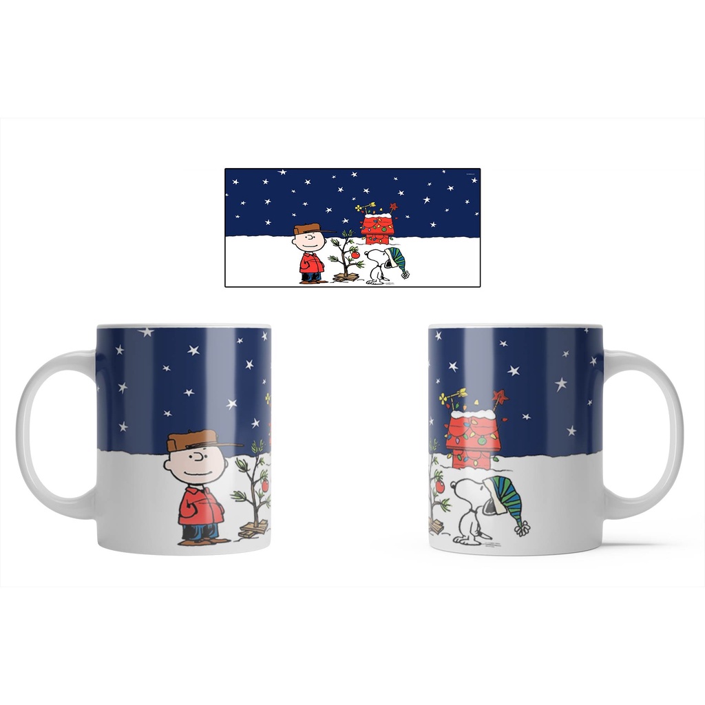 Caneca Branca Porcelana Divertida Natal Desenho Estilo 1