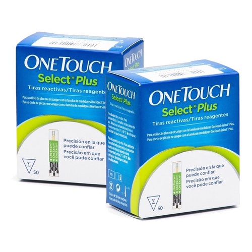 KIT COM 100 TIRAS ONETOUCH PARA MEDIR GLICEMIA/GLICOSE - tiras reagentes One Touch Select Plus