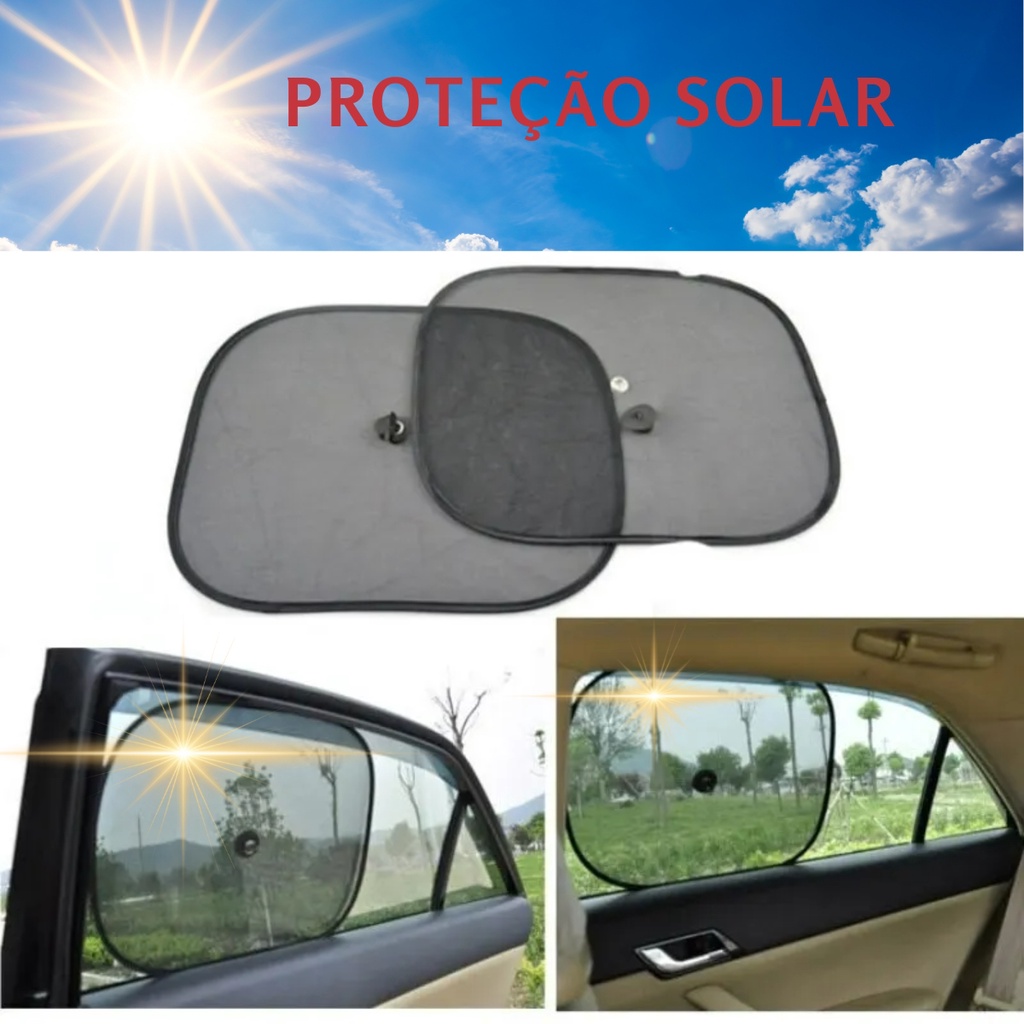 Kit 2 Protetor Solar Tela Vidro Lateral Janela Carro Universal Bloqueio Solares Janela Carro Rede Protetor  Solar Redução de Calor