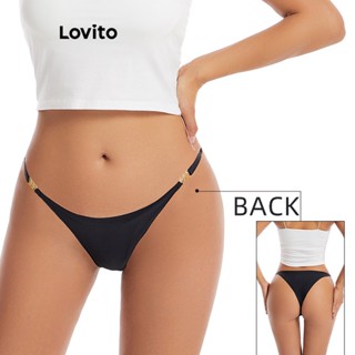 Lovito Casual Calcinha Feminina Lisa de Cintura Baixa LNA23020 (Branco/Preto)
