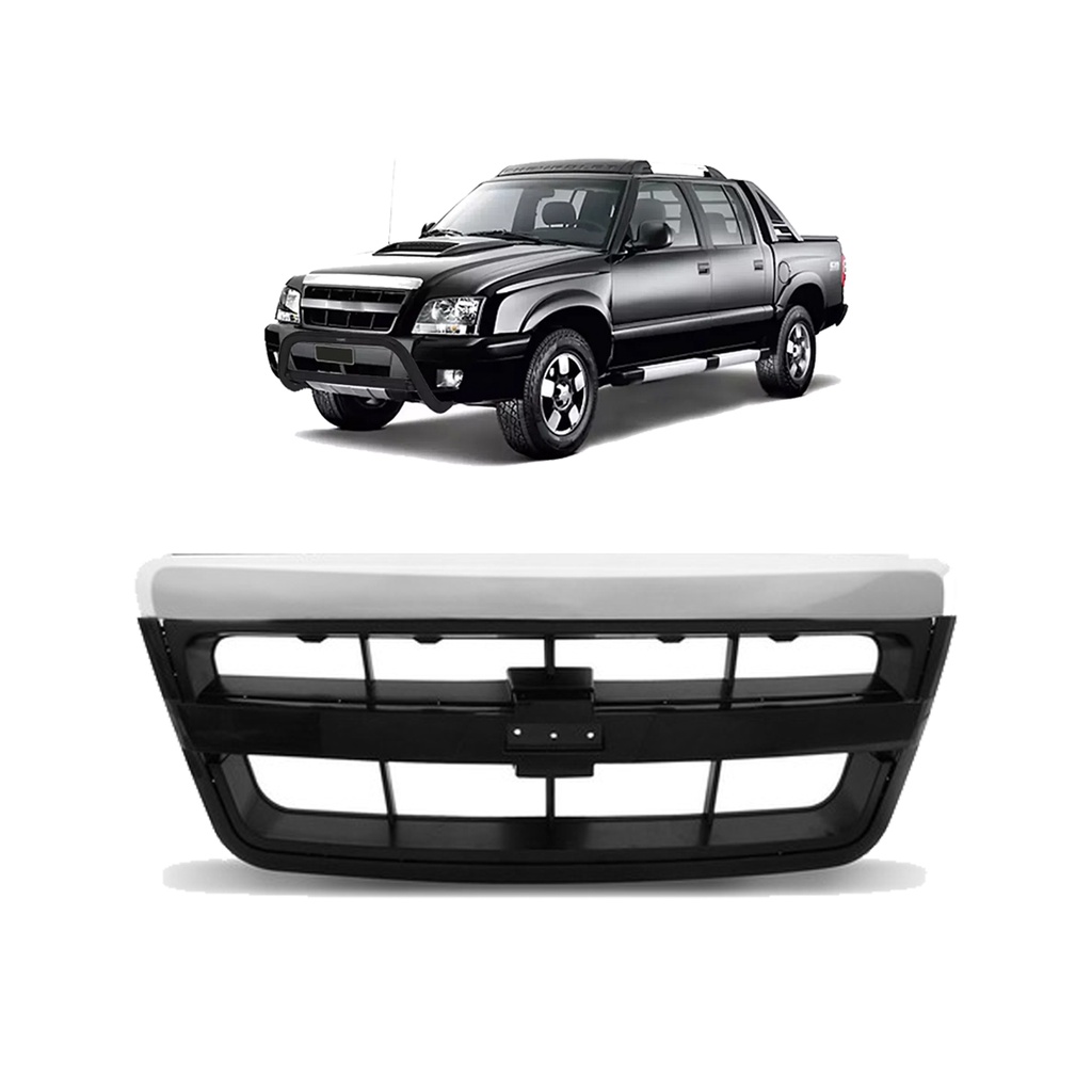Grade Frontal Radiador S10 2010 2011 Blazer 2001 A 2009 Preta C/Friso Superior Cromado