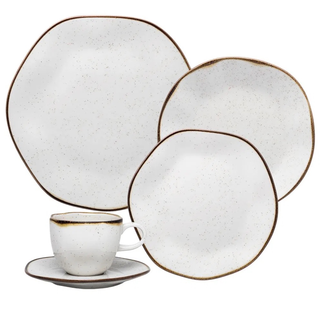 Aparelho de Jantar e Chá 20 Peças Ryo Maresia Oxford Porcelanas