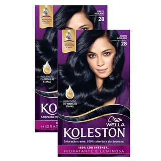 Kit 2X Tintura Creme Koleston Wella Preto Azulado 28
