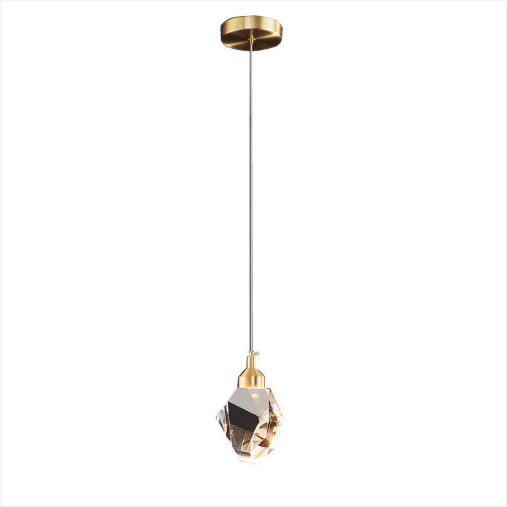 Luminária Pendente Pedra Cristal Lapidada 3w 3 em 1 Sala Quarto Mesa Nobre Luz
