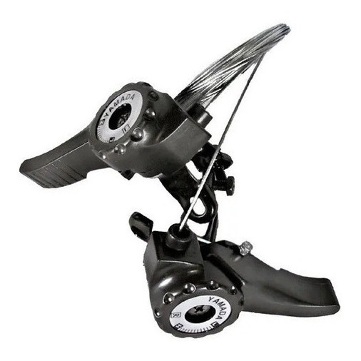 PAR DE ALAVANCAS PASSADORAS DE MARCHA YAMADA 18V/21V EM NYLON COM CABOS E MANOPLAS · foto 2