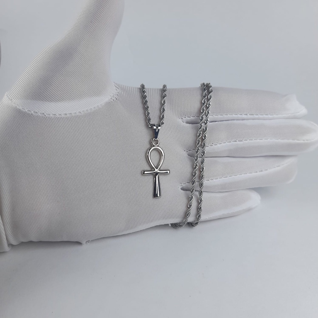 Colar Cruz De Ansata Egito Proteção E Estilo Aço Inox Envio já ref011