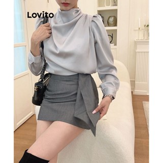 Lovito Casual Saia Feminina Lisa Plissada L74ED270