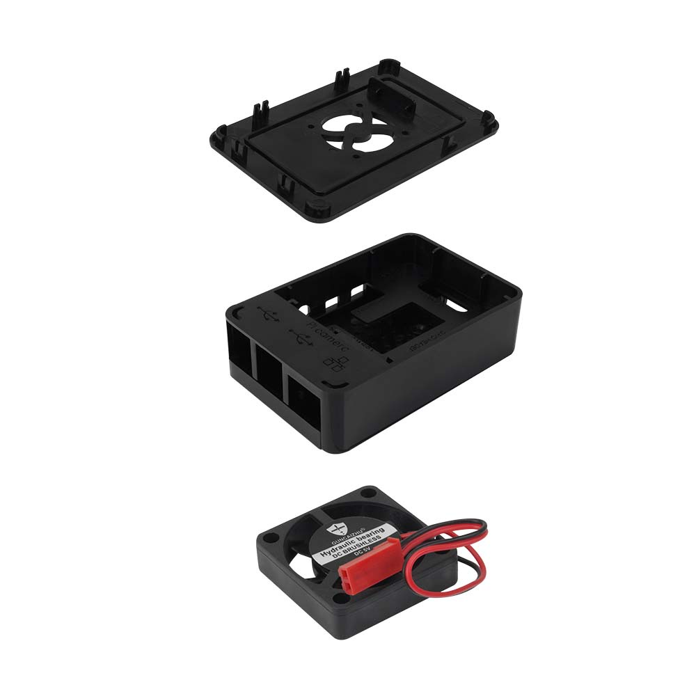 Case Plástico Para Rasp. Pi 4B Com Ventoinha Preto - RoXo