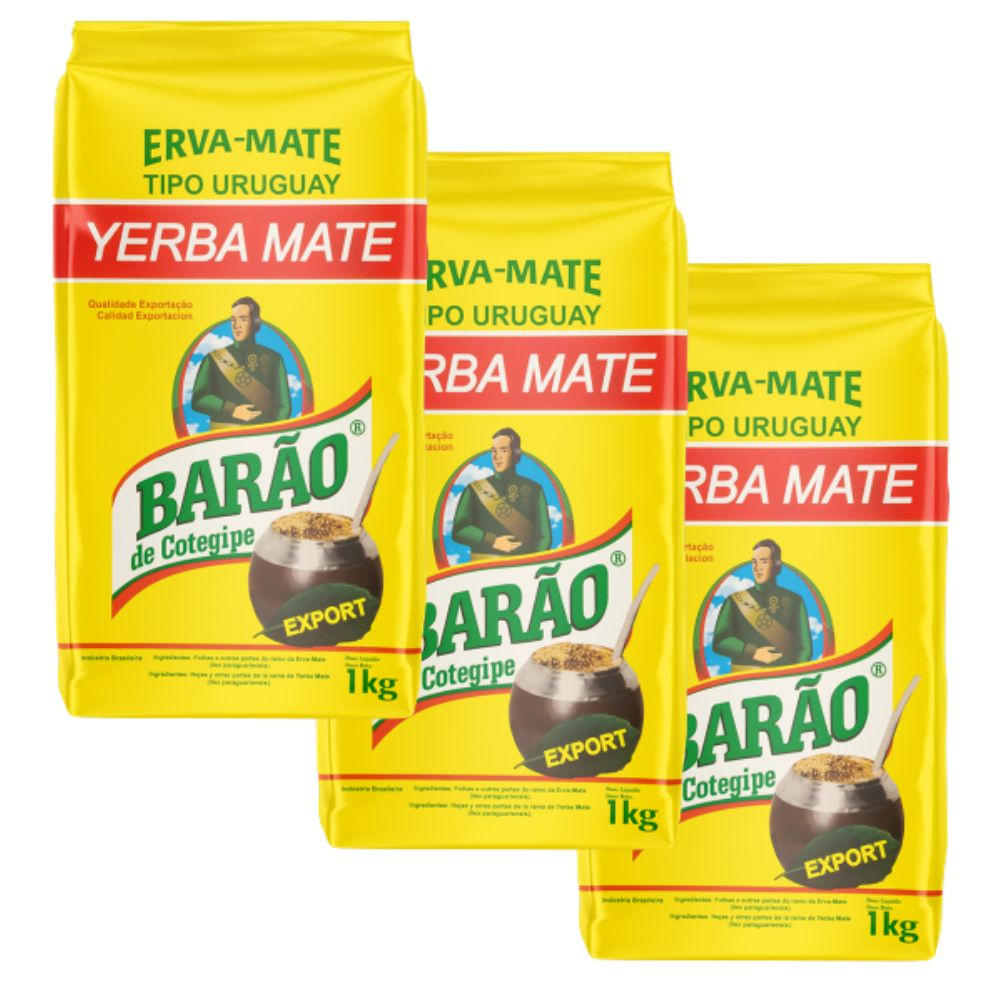 Kit 3 Ervas Mates Export para Chimarrão Tipo Uruguay Barão 1kg cada