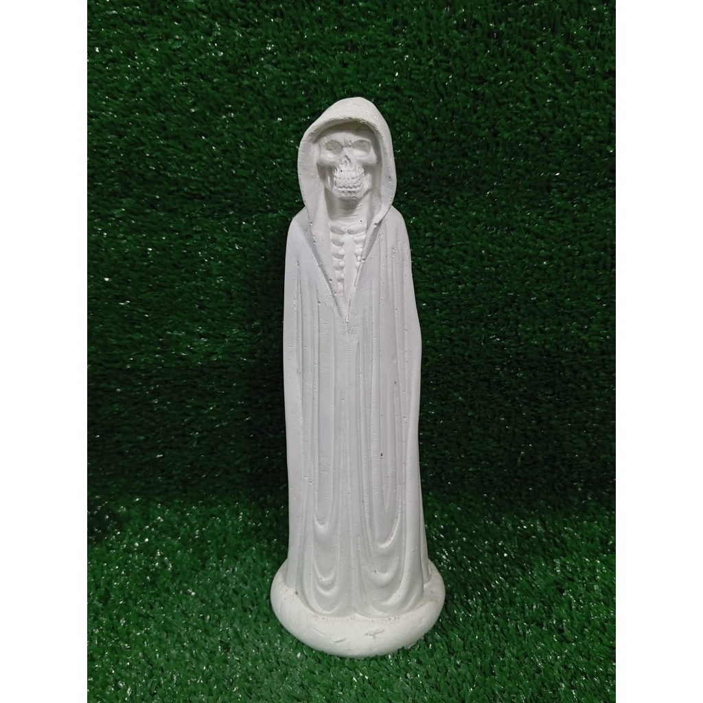 ESCULTURA IMAGEM EXU CAVEIRA COM CAPA 24CM EM GESSO CRU