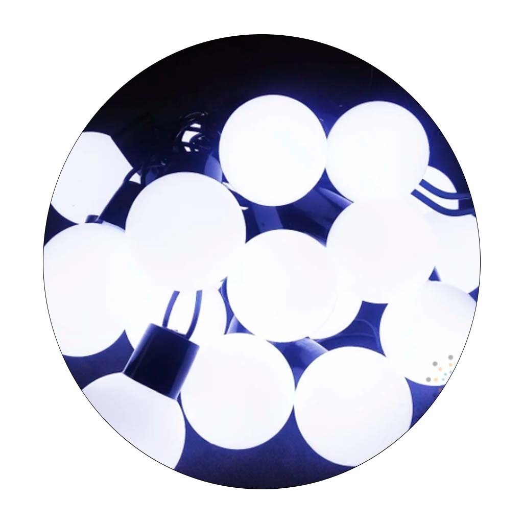 Conjunto 20 bola LED fixo Bivolt 4m branco frio c/transparente