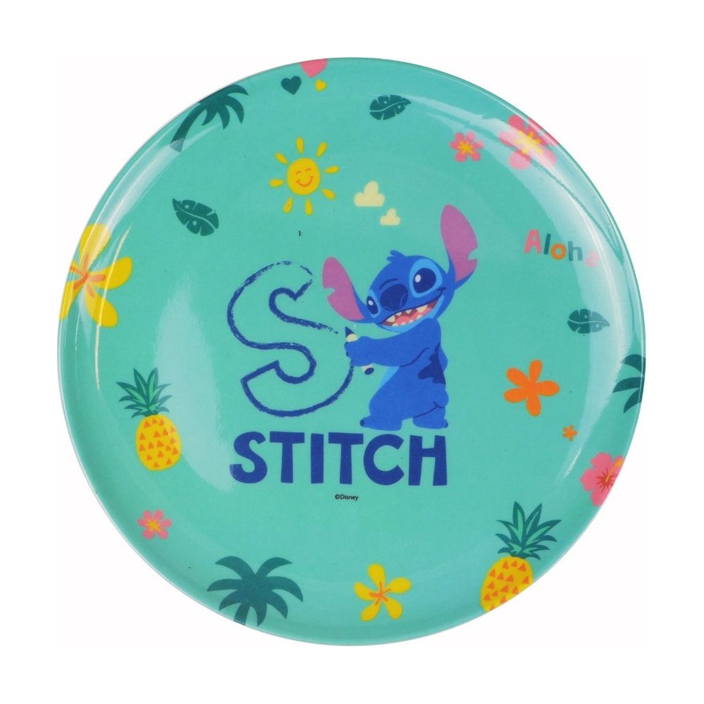 Prato Raso Refeição Infantil Disney Stitch Melamine 20cm - Mom & Baby